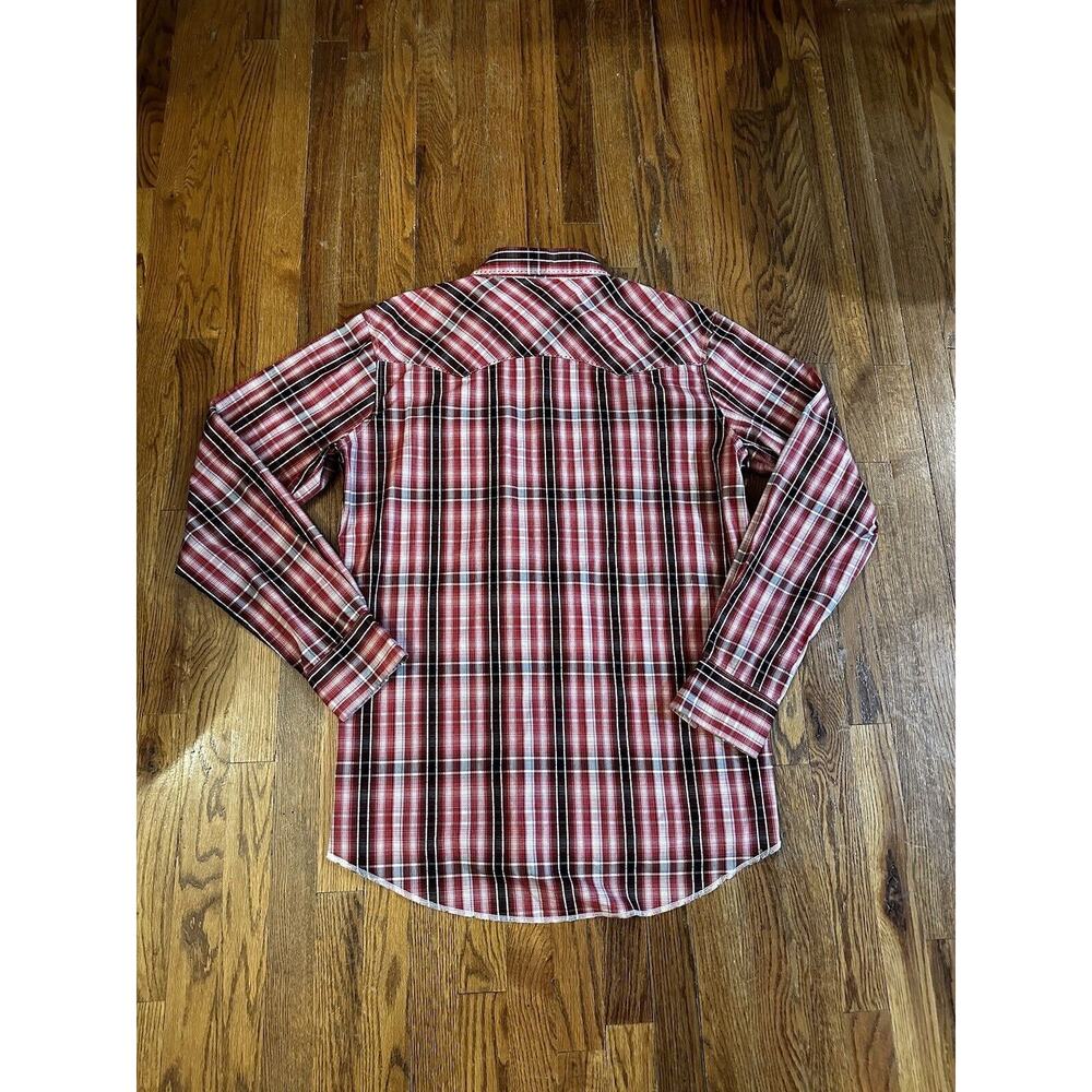 Wrangler Pearl Snap Shirt Mens Size XL Tall, Plaid Long Sleeve Western Cowboy - Picture 9 of 9